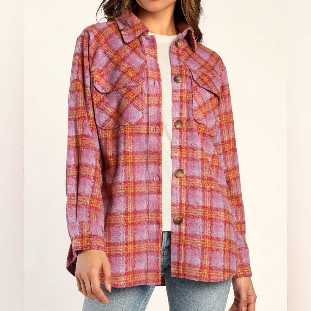 STEVE MADDEN Brooklyn Dusty Purple Plaid Shacket - size Medium